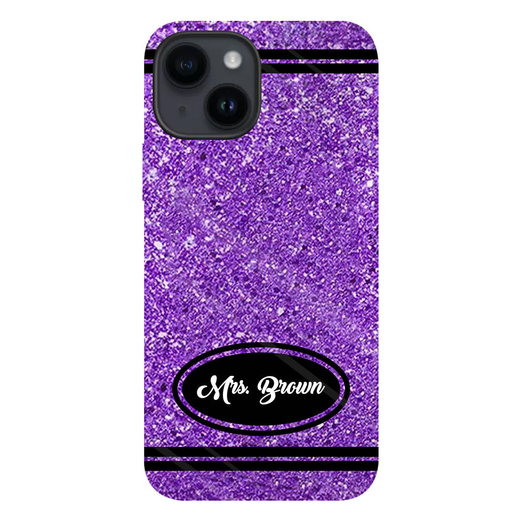 Artificial Glitter Crayon Design - Personalized Teacher Full Print Phone Case & Phone Grip