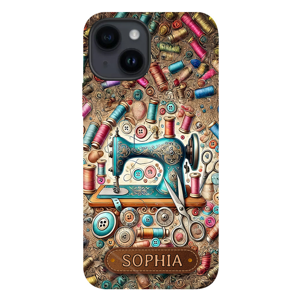 Ich liebe Nähen – Personalisierte Handyhülle mit Nähmotiv