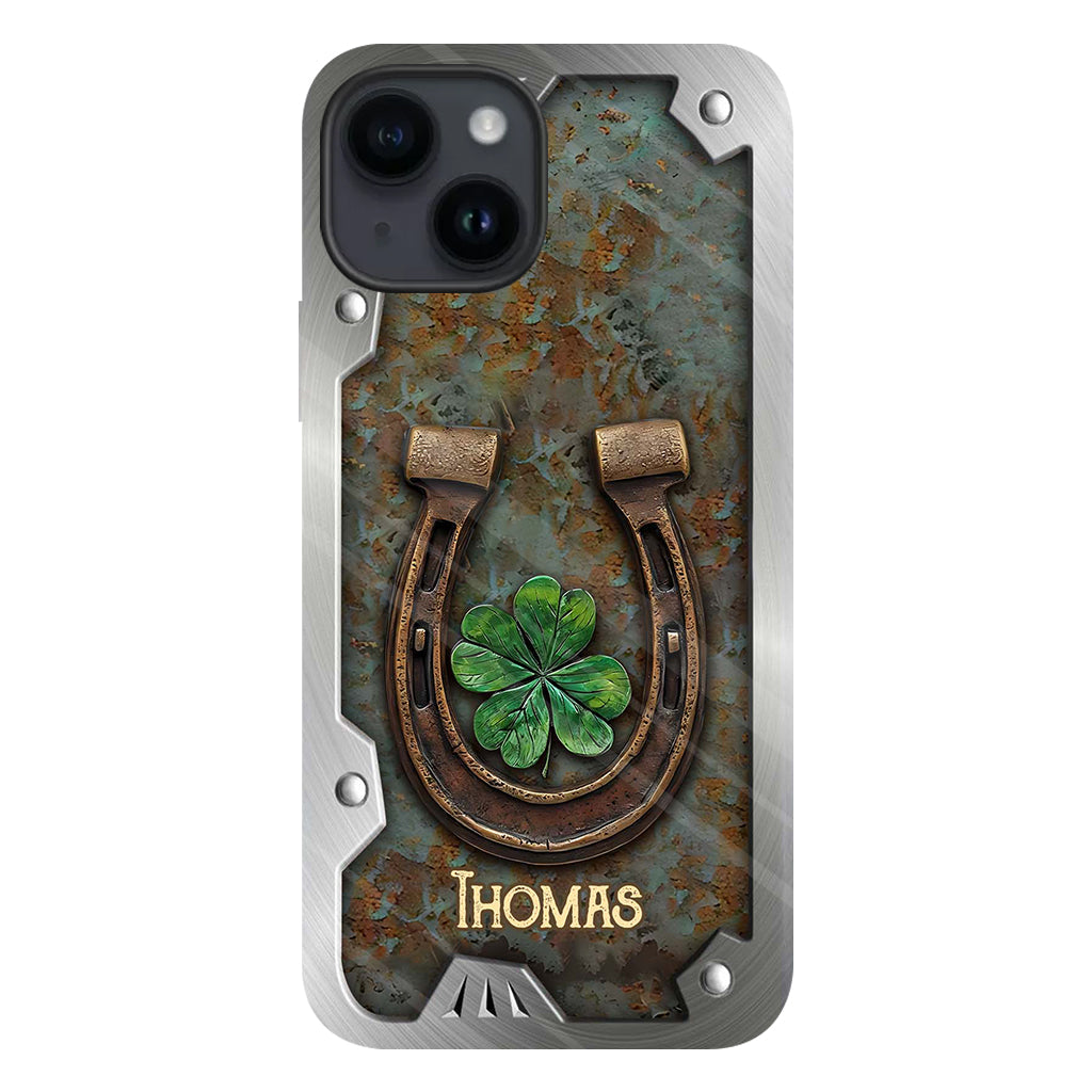 Lucky Horseshoe Shamrock – Personalisierte Handyhülle mit Pferdemotiv