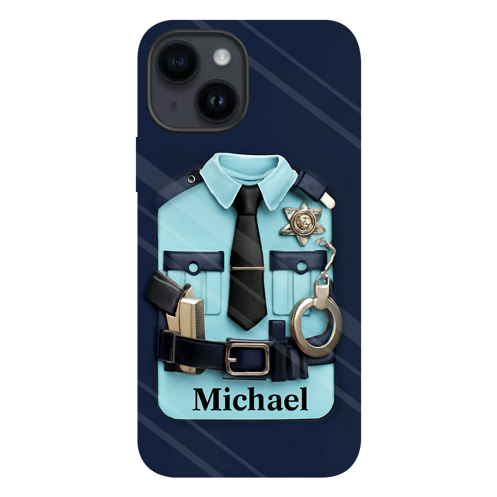 Officer, Police Uniform, Badge and Handcuffs - Personalized Police Officer Full Print Phone Case