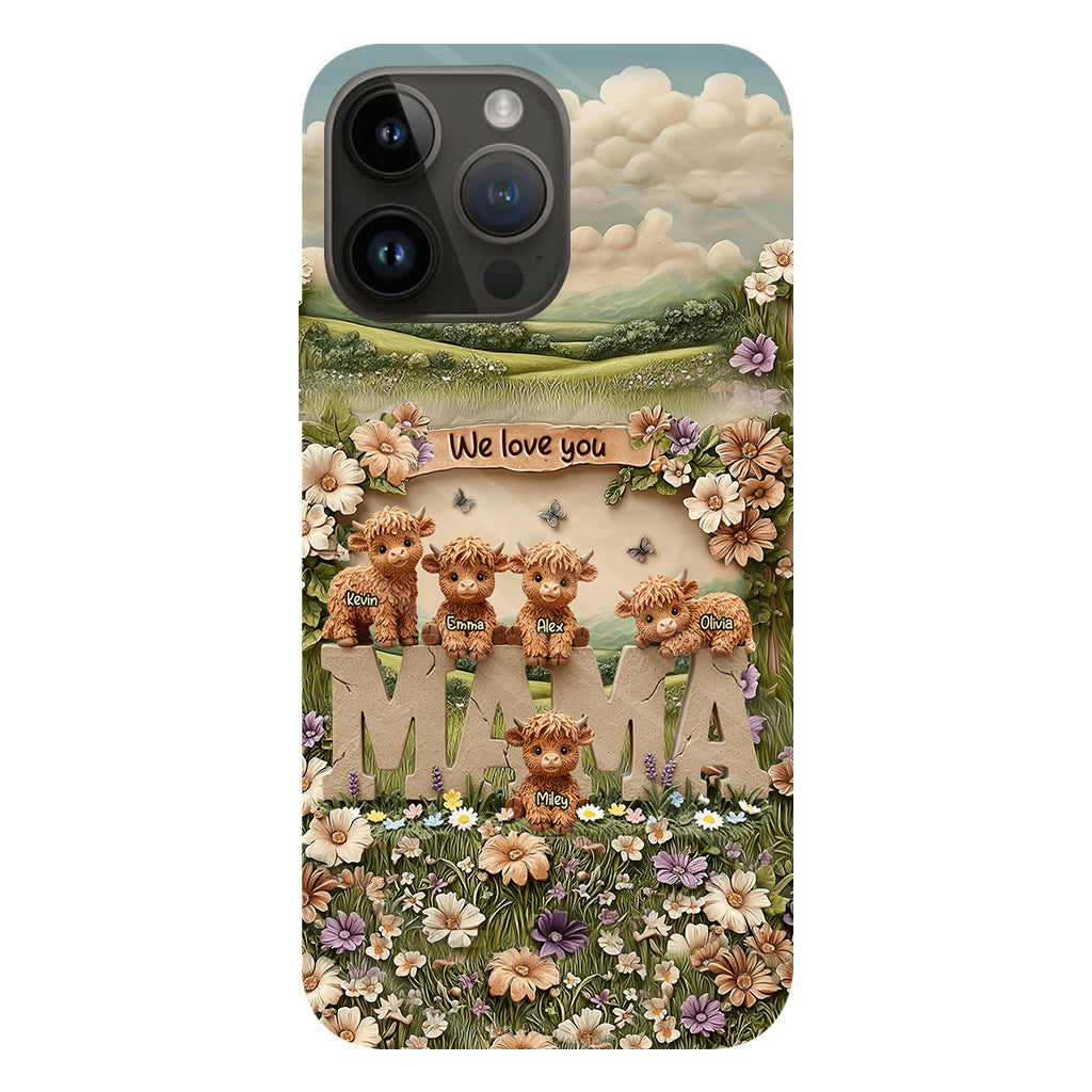 Niedliche Hochlandrind-Mama, Oma – Personalisierte Handyhülle mit Muttermotiv