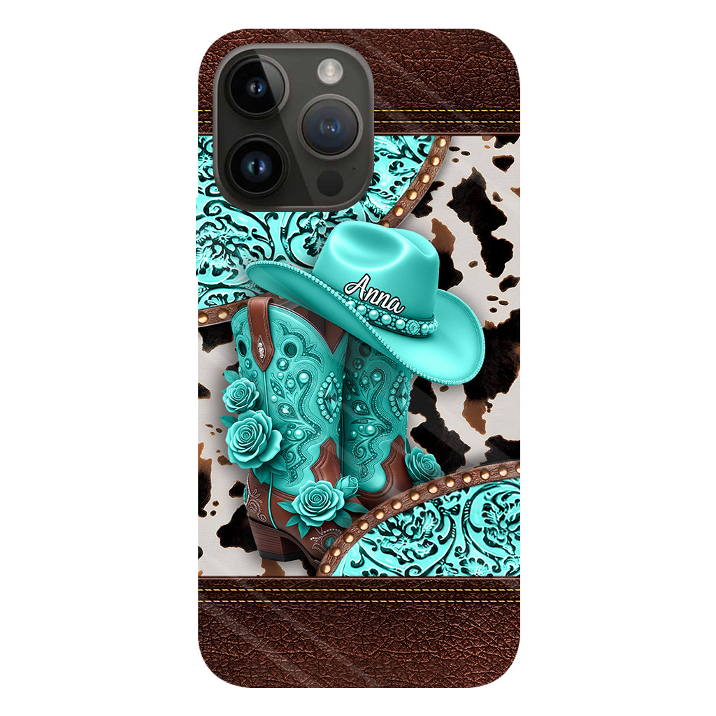 Western-Cowgirl-Stiefel – Personalisierte Handyhülle mit Cowgirl-Vollprint