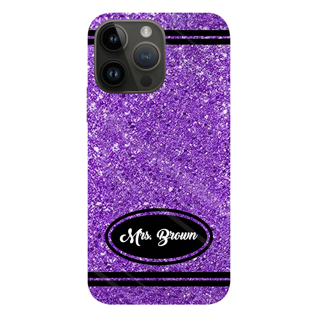 Artificial Glitter Crayon Design - Personalized Teacher Full Print Phone Case & Phone Grip