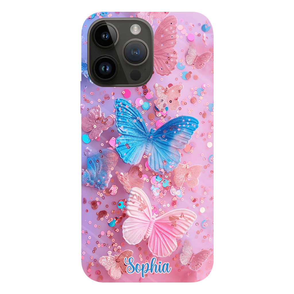 Sparkle Butterflies - Personalized Butterfly Full Print Phone Case