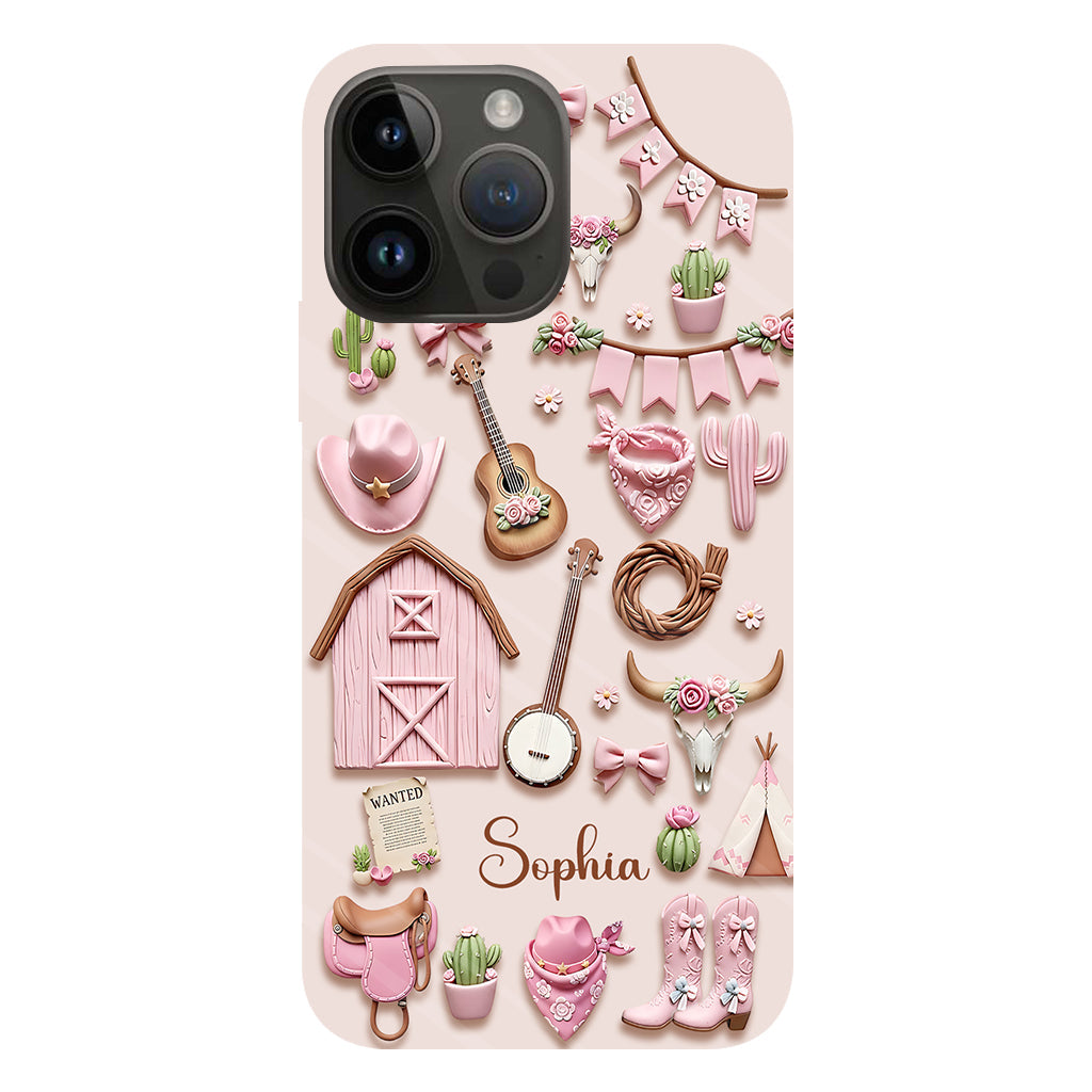 Pink Cowgirl - Personalized Cowgirl Full Print Phone Case