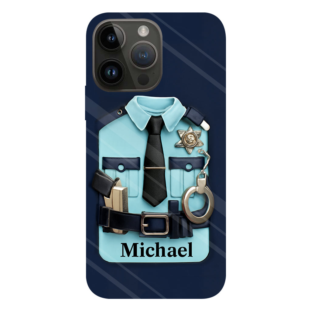 Officer, Police Uniform, Badge and Handcuffs - Personalized Police Officer Full Print Phone Case