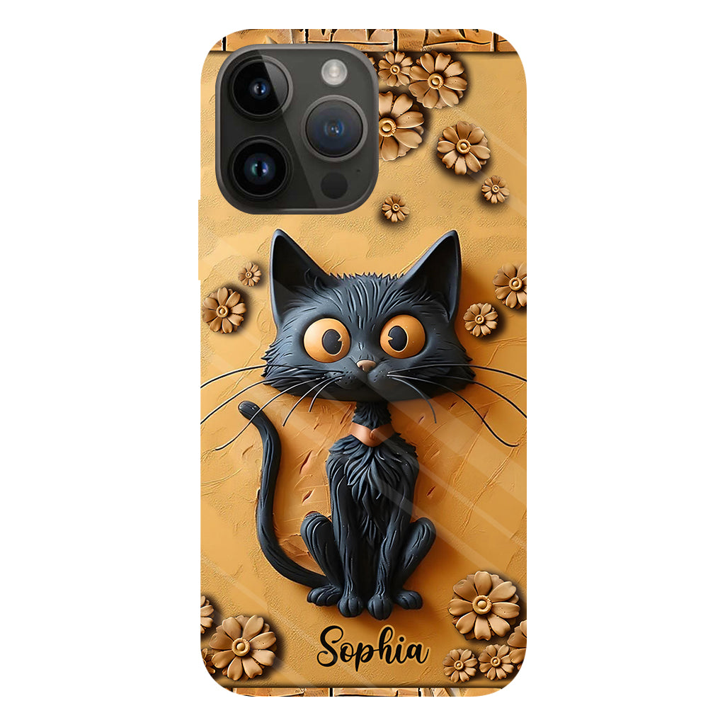 Cute Black Cat - Personalized Black Cat Full Print Phone Case