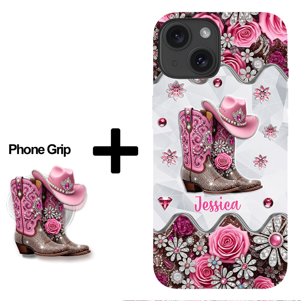 Cowgirl Boots - Personalized Cowgirl Full Print Phone Case & Phone Grip