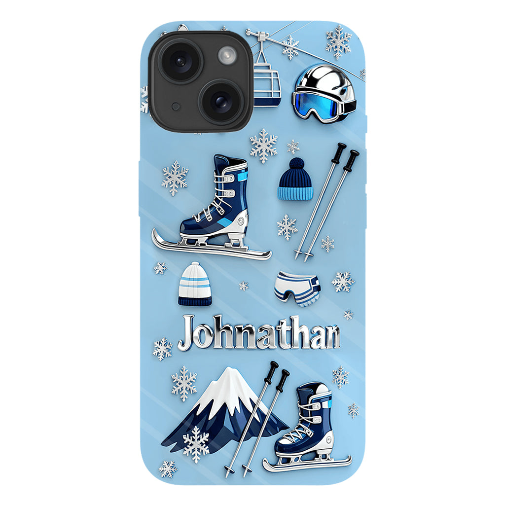 Skiing Makes Me Happy - Personalized Skiing Full Print Phone Case