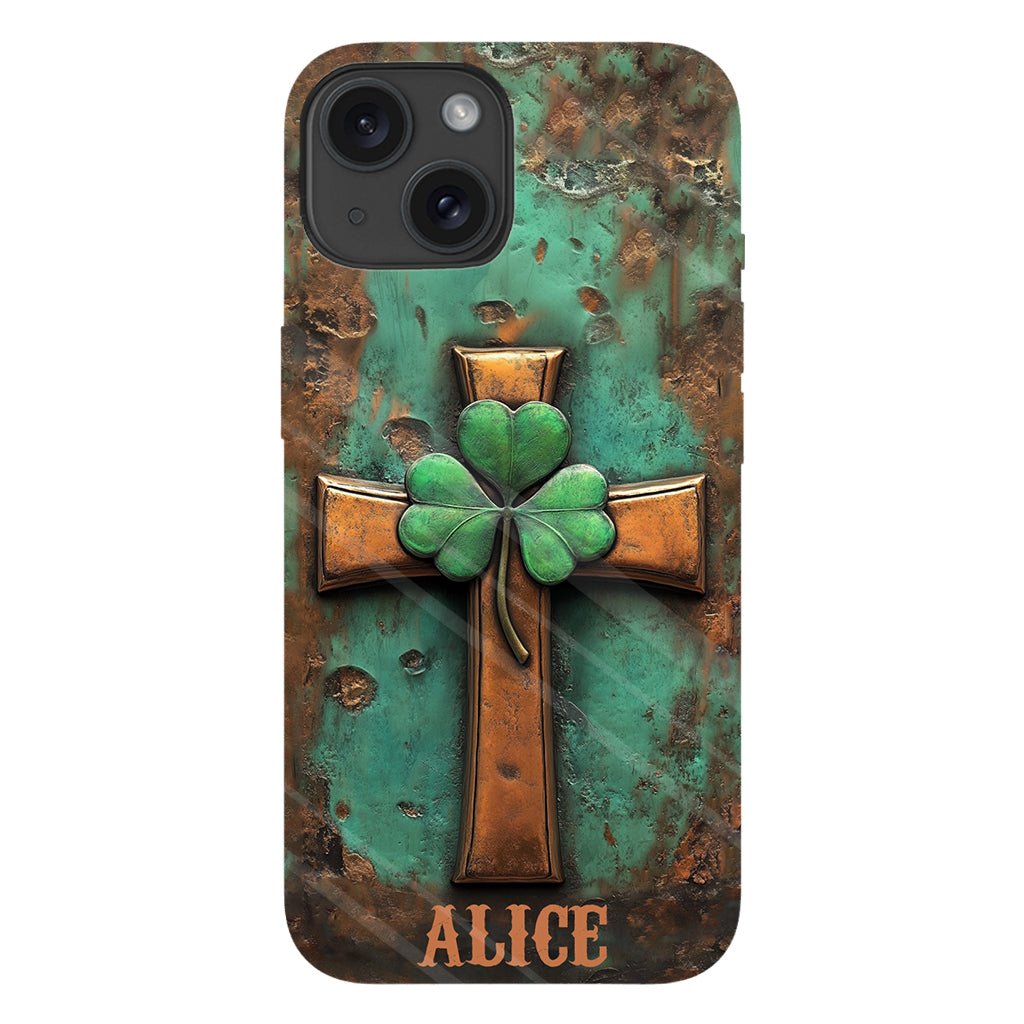 Vintage Irisches Kreuz – Personalisierte Handyhülle mit Allover-Print zum St. Patrick's Day