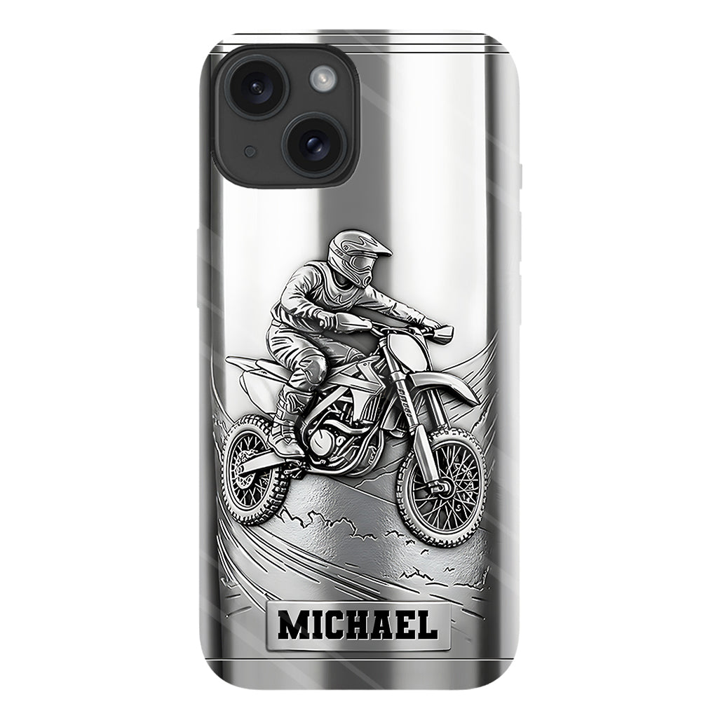 Handyhülle mit Metallic-Motiv (Dirtbike/Motocross) – Personalisierte Dirtbike-Handyhülle mit Vollbilddruck