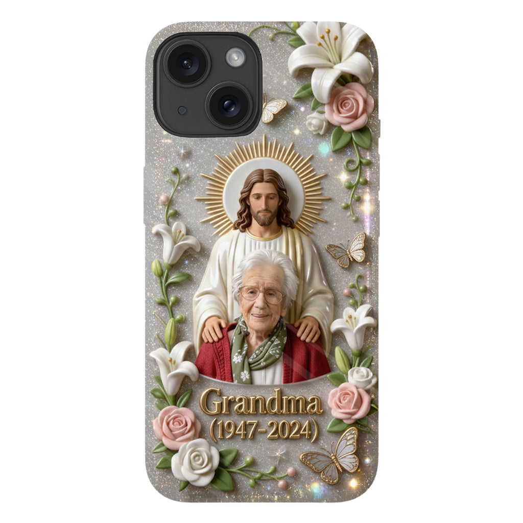 Gedenkgeschenk für einen geliebten Menschen, Glaube an Gott – personalisierte Handyhülle mit vollflächigem Gedenkdruck