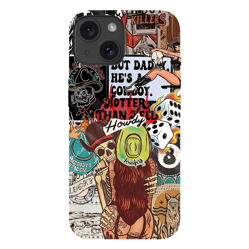 Howdy Cowgirl – Personalisierte Handyhülle mit Cowgirl-Vollbild