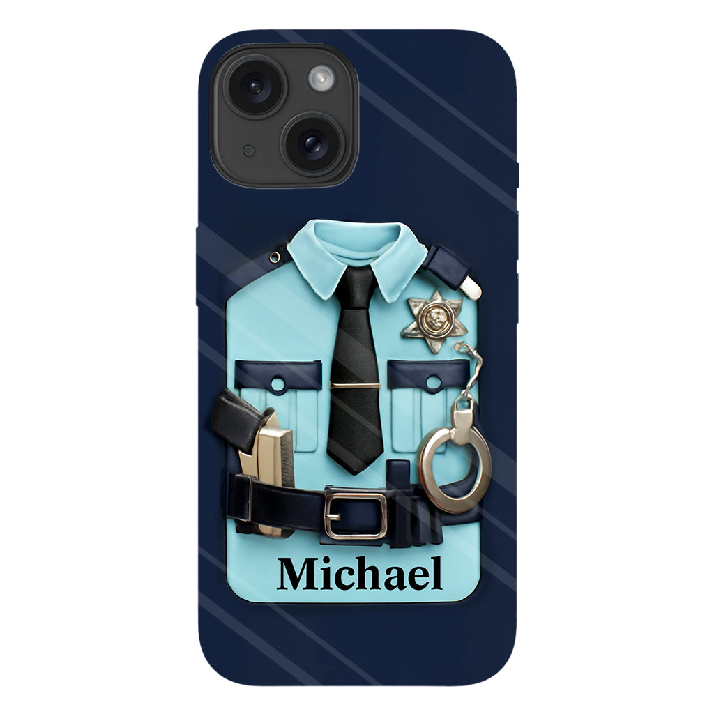 Officer, Police Uniform, Badge and Handcuffs - Personalized Police Officer Full Print Phone Case