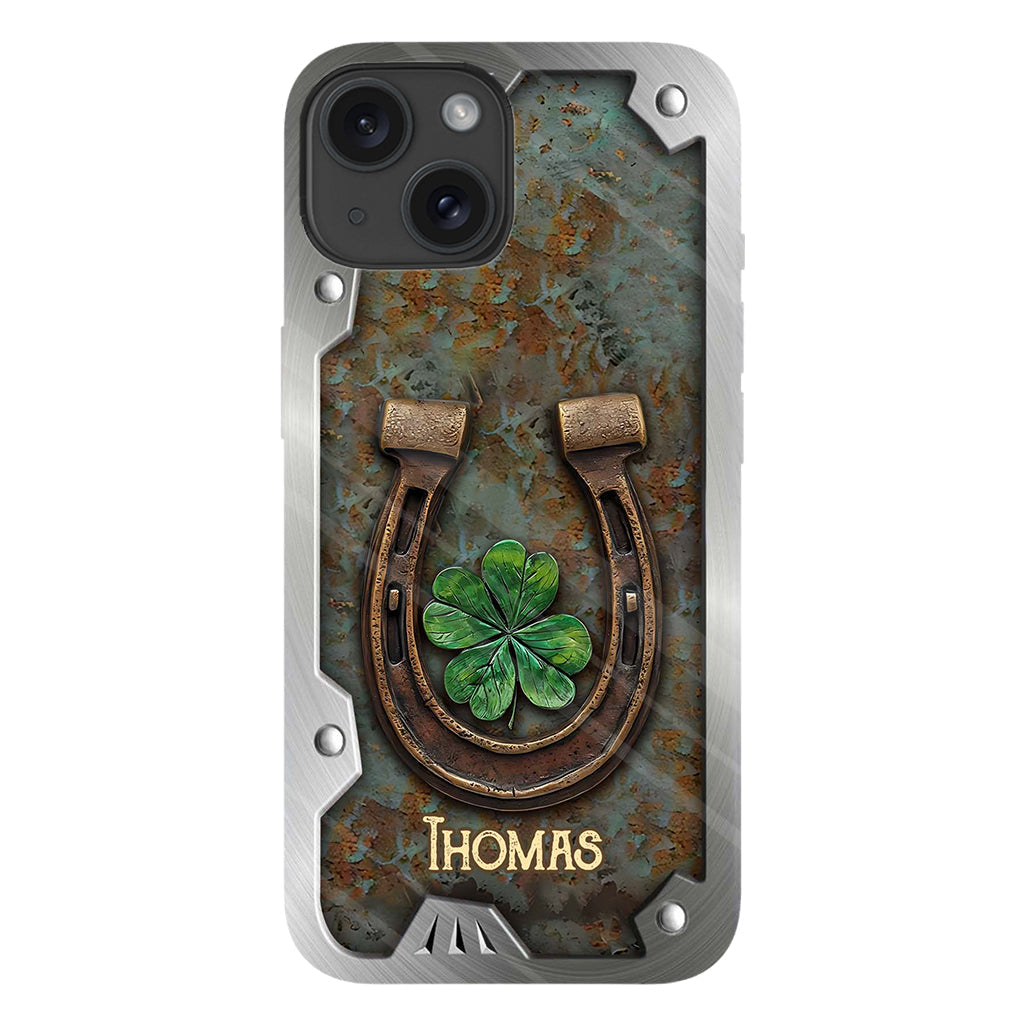 Lucky Horseshoe Shamrock – Personalisierte Handyhülle mit Pferdemotiv