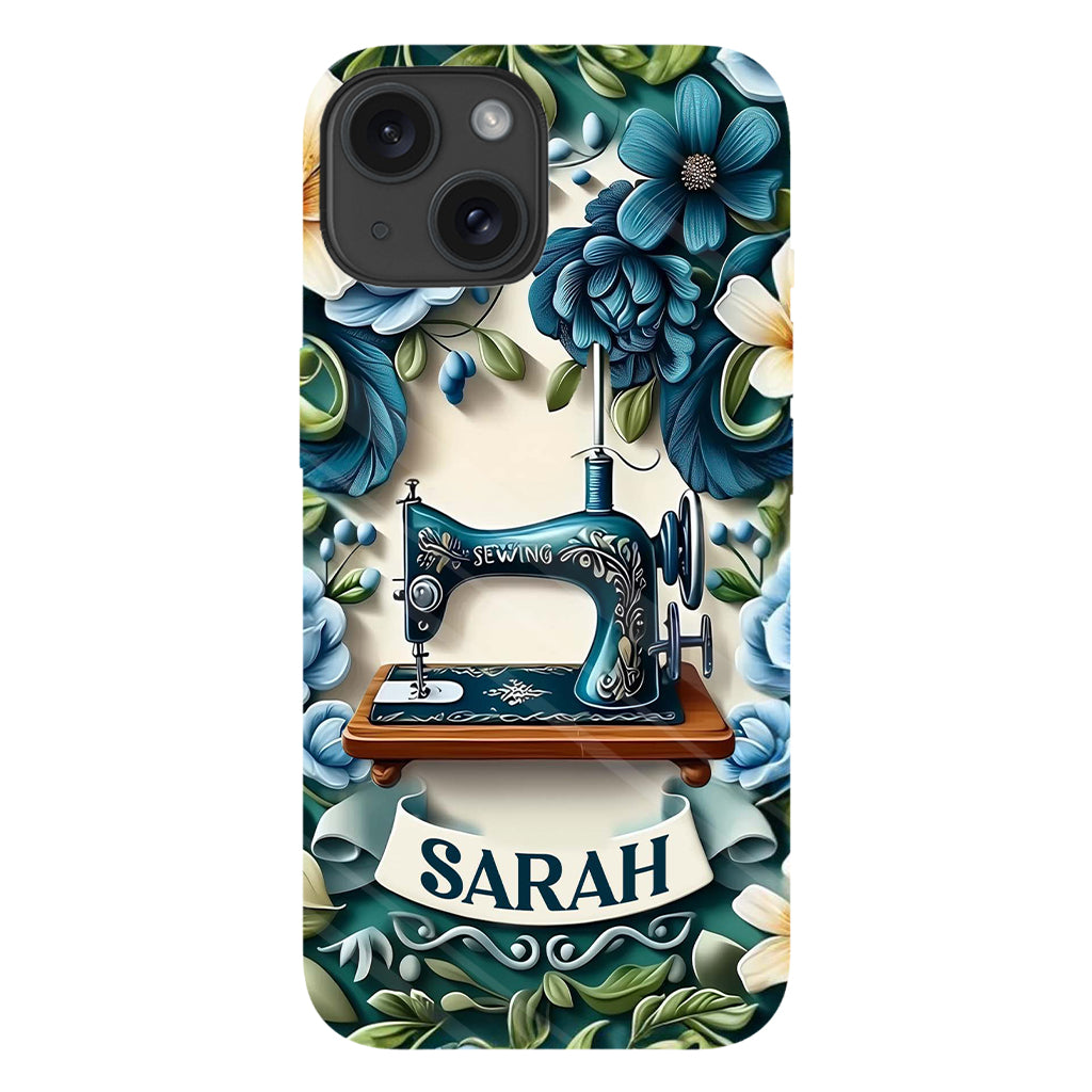 Blue Sewing Machine - Personalized Sewing Full Print Phone Case