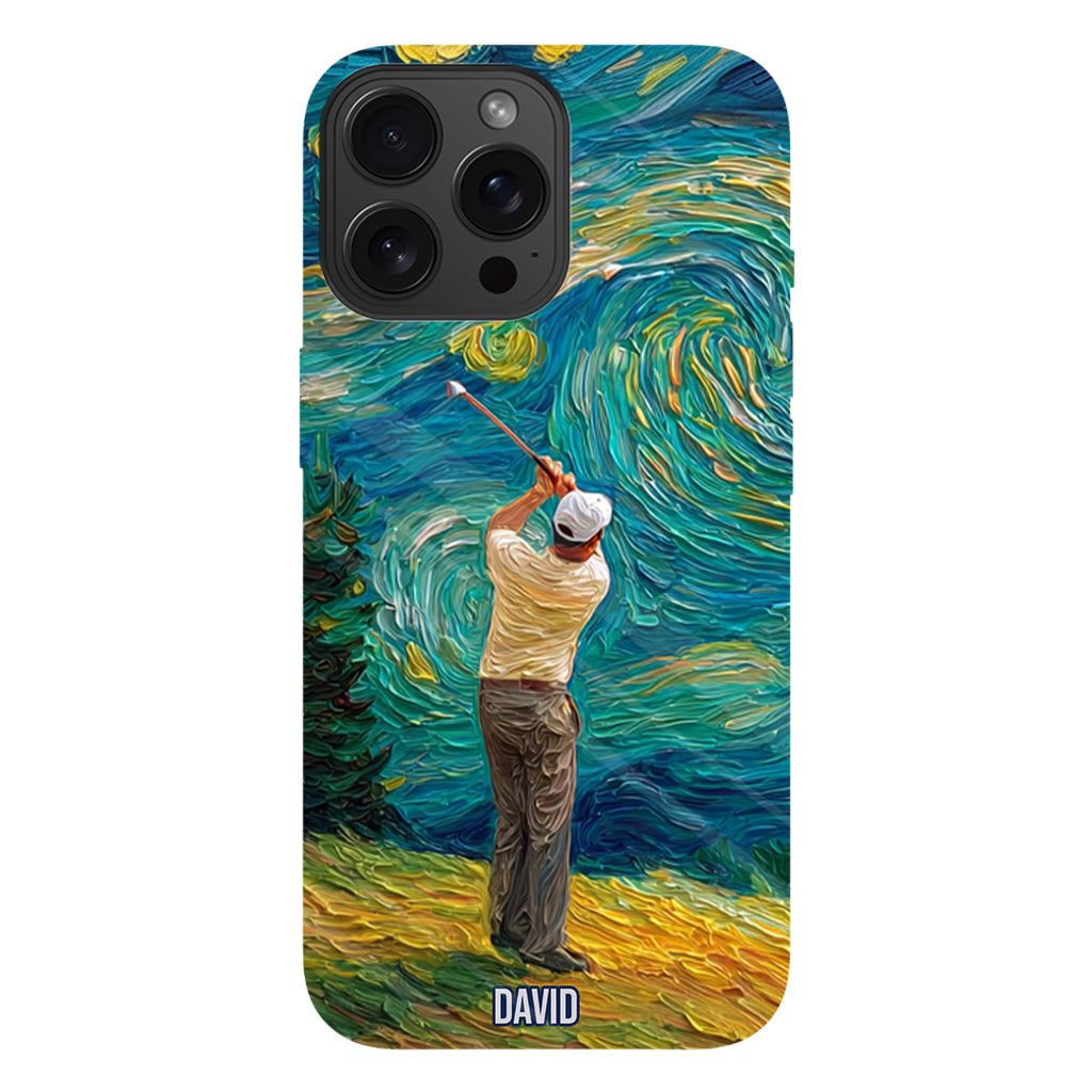 Golfing Under Starry Night - Personalized Golf Full Print Phone Case
