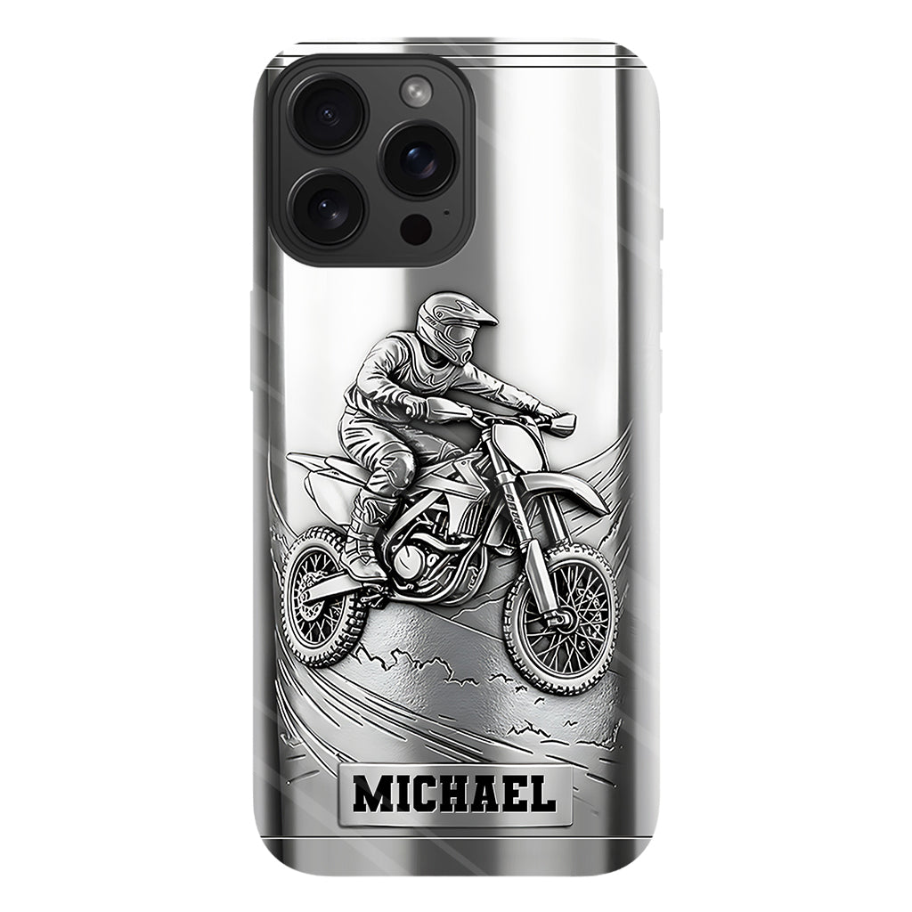 Handyhülle mit Metallic-Motiv (Dirtbike/Motocross) – Personalisierte Dirtbike-Handyhülle mit Vollbilddruck