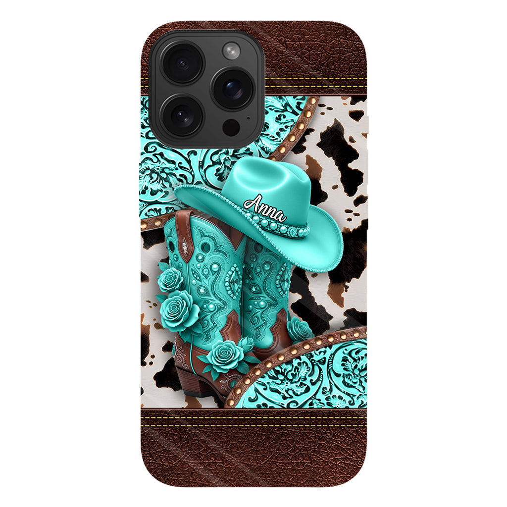 Western-Cowgirl-Stiefel – Personalisierte Handyhülle mit Cowgirl-Vollprint