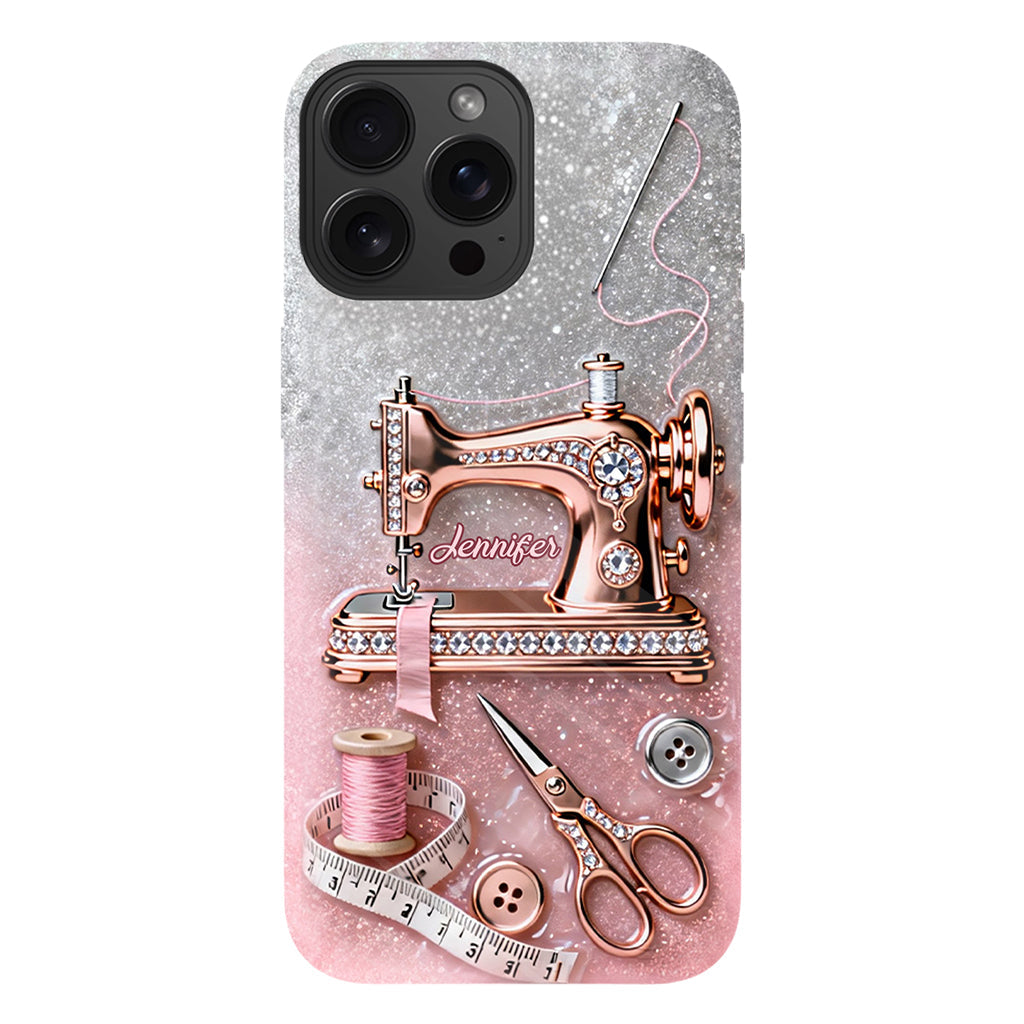 Ich liebe Nähen – Personalisierte Handyhülle mit Nähmotiv