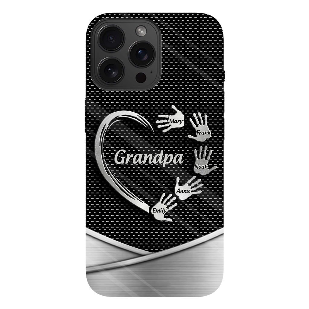 Grandpa Dad Kids Handprints - Personalized Father Full Print Phone Case