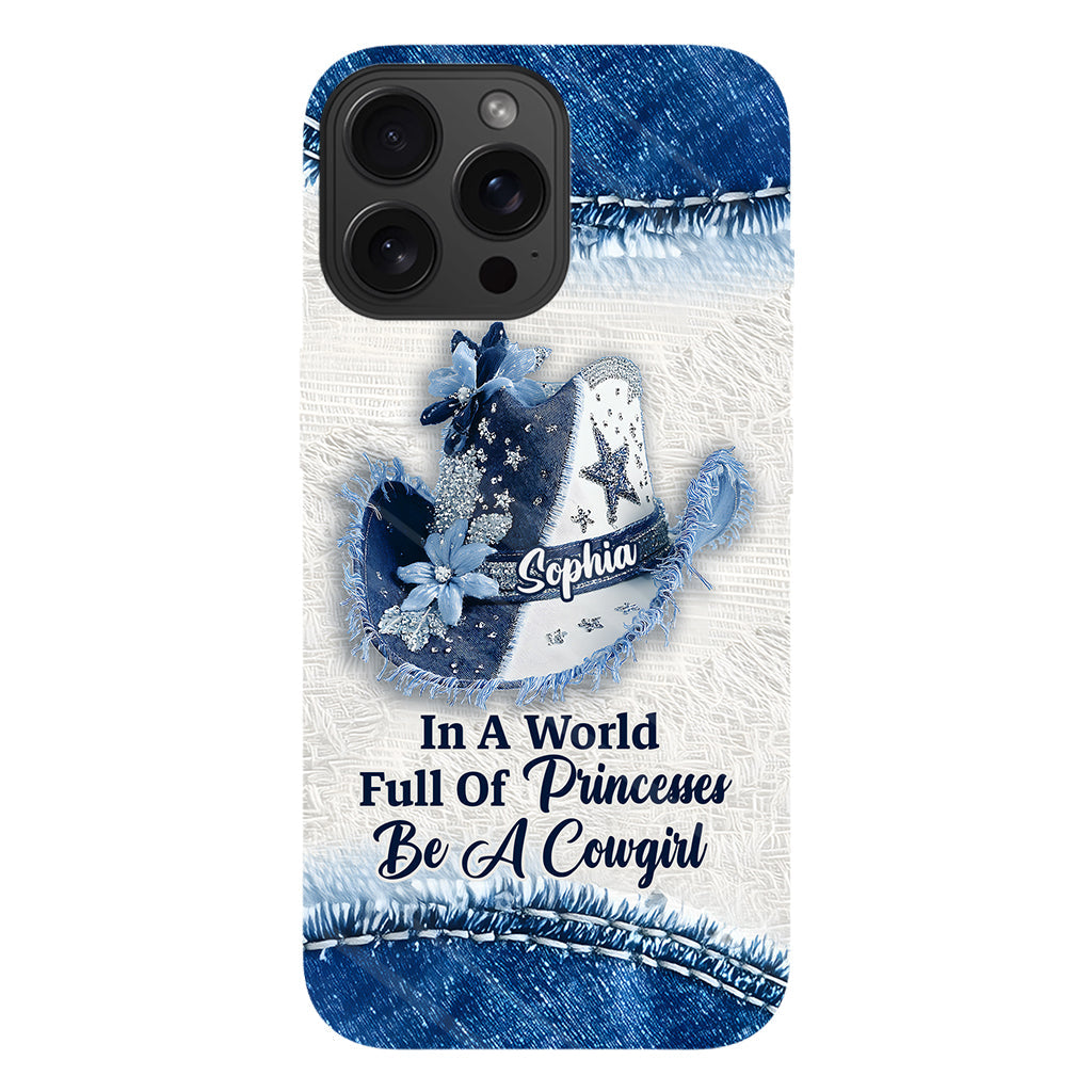 In einer Welt voller Prinzessinnen – Personalisierte Handyhülle mit Cowgirl-Print