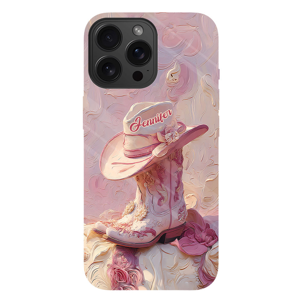 Pink Cowgirl - Personalized Cowgirl Full Print Phone Case & Phone Grip