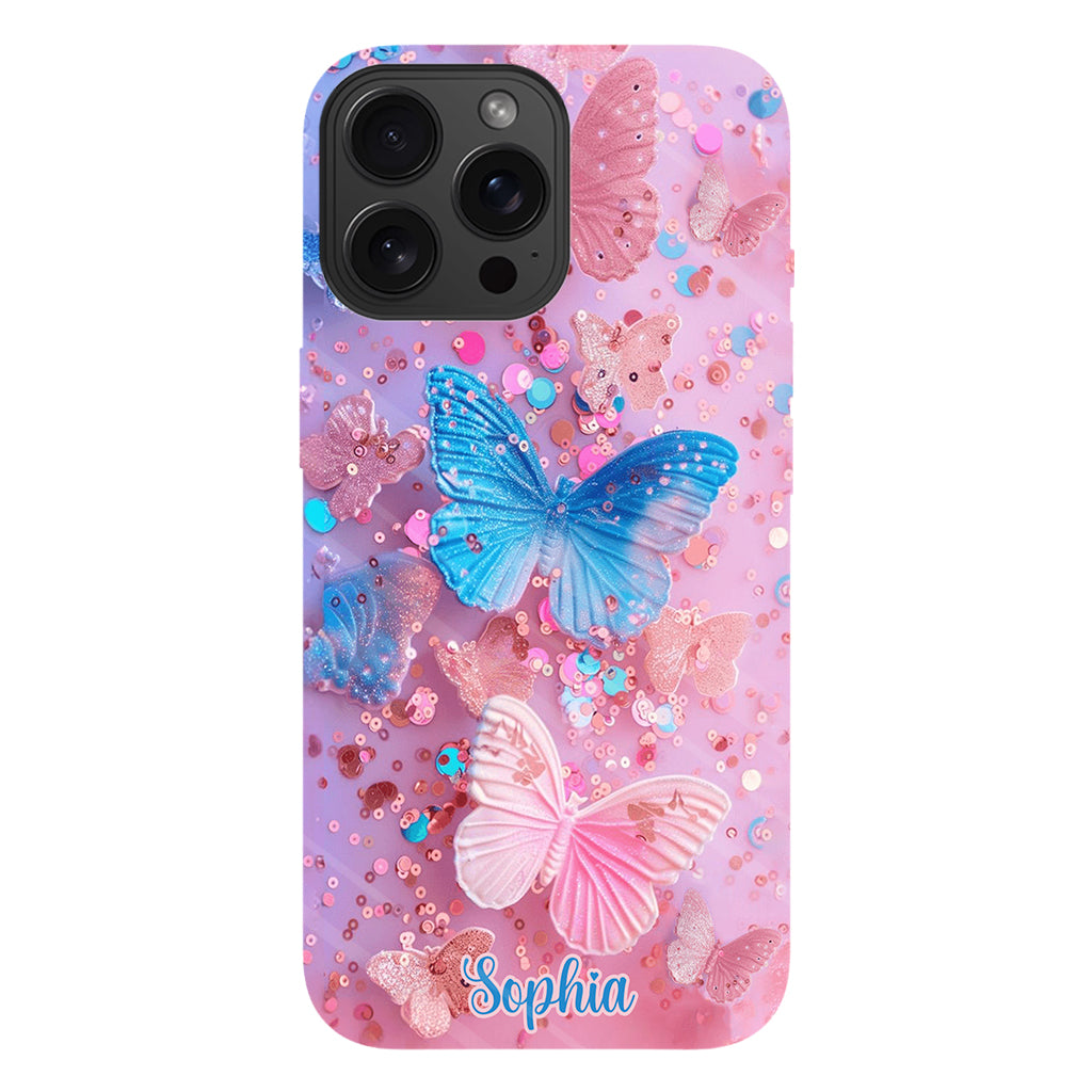 Sparkle Butterflies - Personalized Butterfly Full Print Phone Case