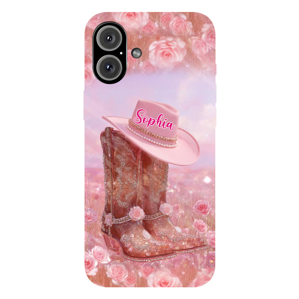 Floral Cowgirl - Personalized Cowgirl Full Print Phone Case & Phone Grip