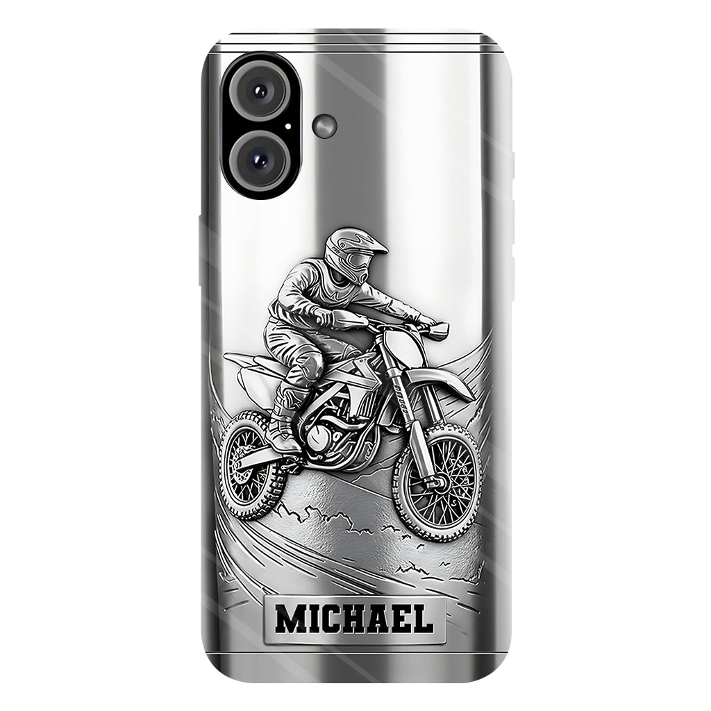 Handyhülle mit Metallic-Motiv (Dirtbike/Motocross) – Personalisierte Dirtbike-Handyhülle mit Vollbilddruck