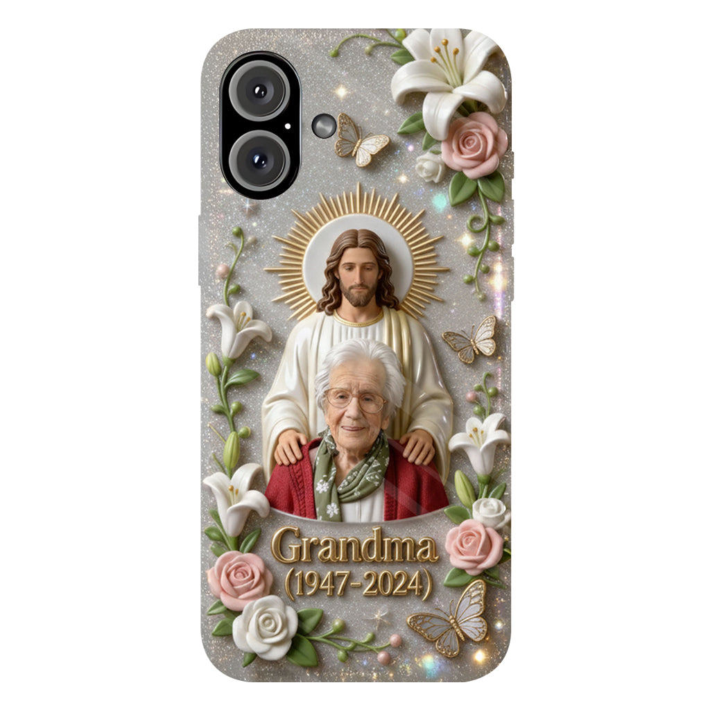 Gedenkgeschenk für einen geliebten Menschen, Glaube an Gott – personalisierte Handyhülle mit vollflächigem Gedenkdruck