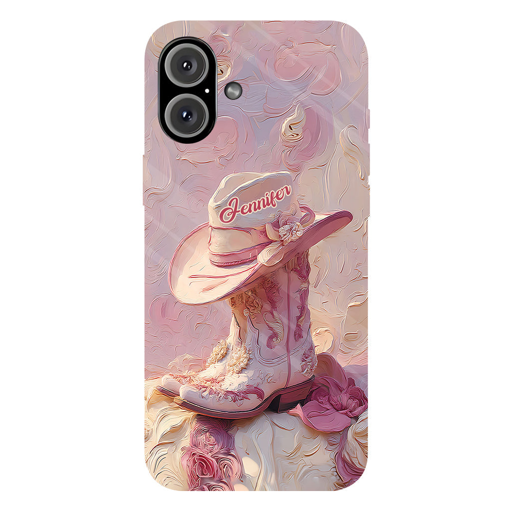 Pink Cowgirl - Personalized Cowgirl Full Print Phone Case & Phone Grip