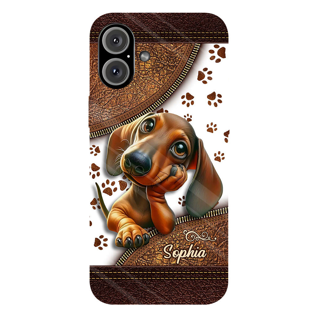 Cute Dachshund - Personalized Dog Full Print Phone Case