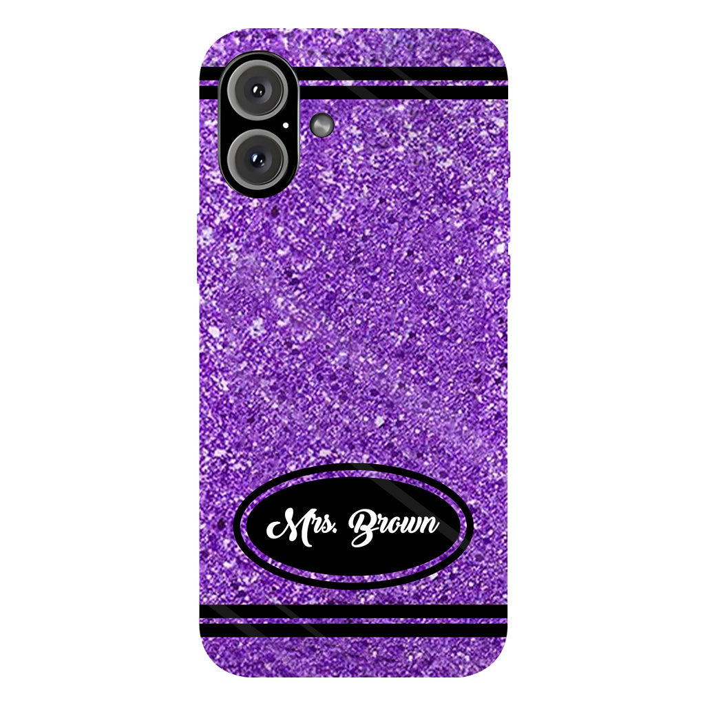 Artificial Glitter Crayon Design - Personalized Teacher Full Print Phone Case & Phone Grip