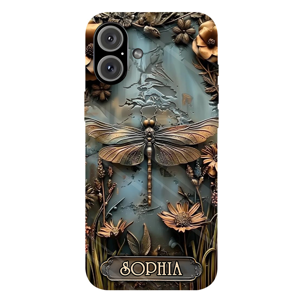 Wunderschöne Libelle, Schmetterling, Kolibri – personalisierte Handyhülle mit Gartenmotiven und Vollbilddruck