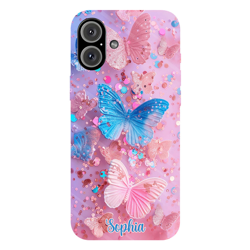 Sparkle Butterflies - Personalized Butterfly Full Print Phone Case