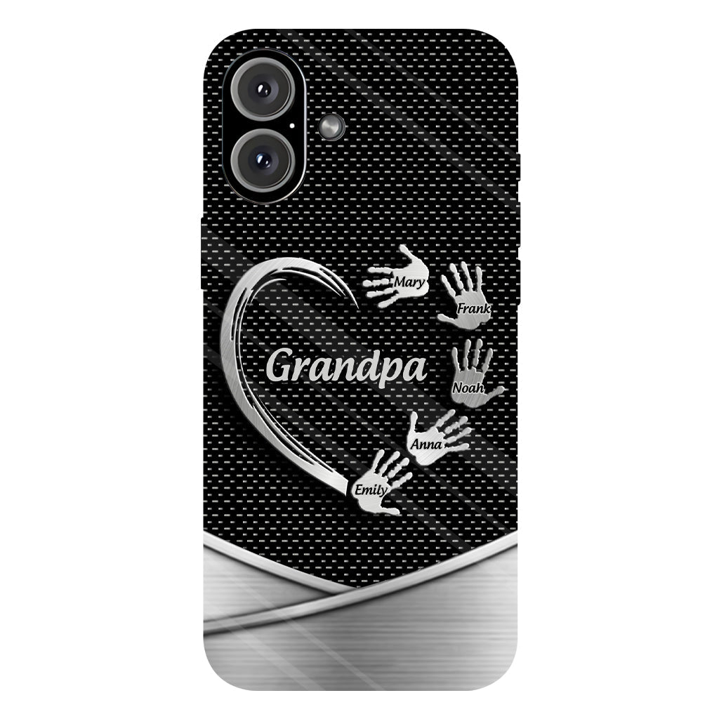 Grandpa Dad Kids Handprints - Personalized Father Full Print Phone Case