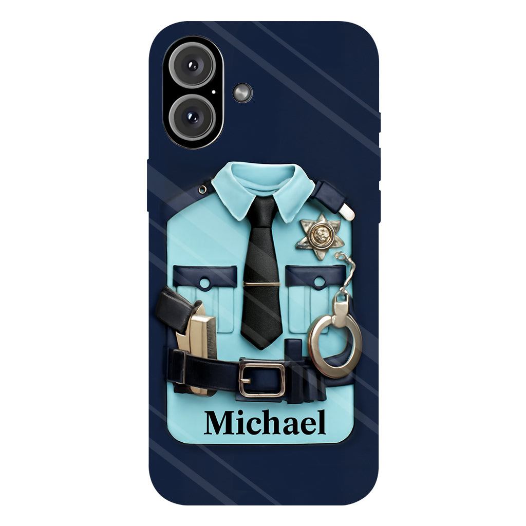 Officer, Police Uniform, Badge and Handcuffs - Personalized Police Officer Full Print Phone Case