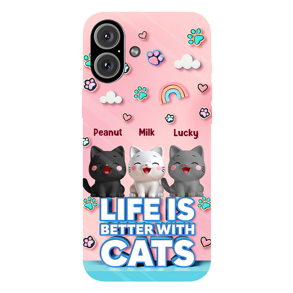 Das Leben ist schöner mit einer Katze – Personalisierte Handyhülle mit Katzenmotiv