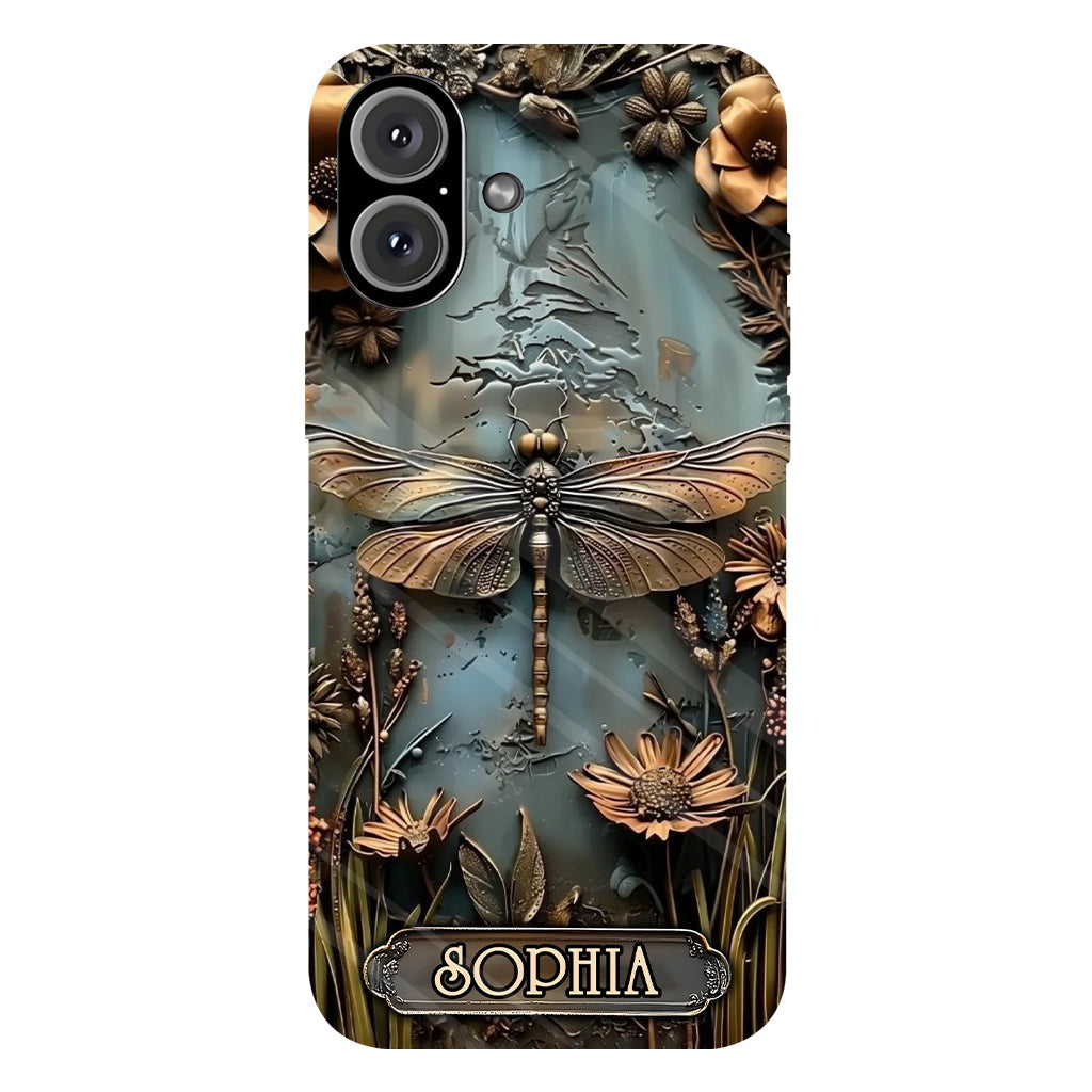 Wunderschöne Libelle, Schmetterling, Kolibri – personalisierte Handyhülle mit Gartenmotiven und Vollbilddruck