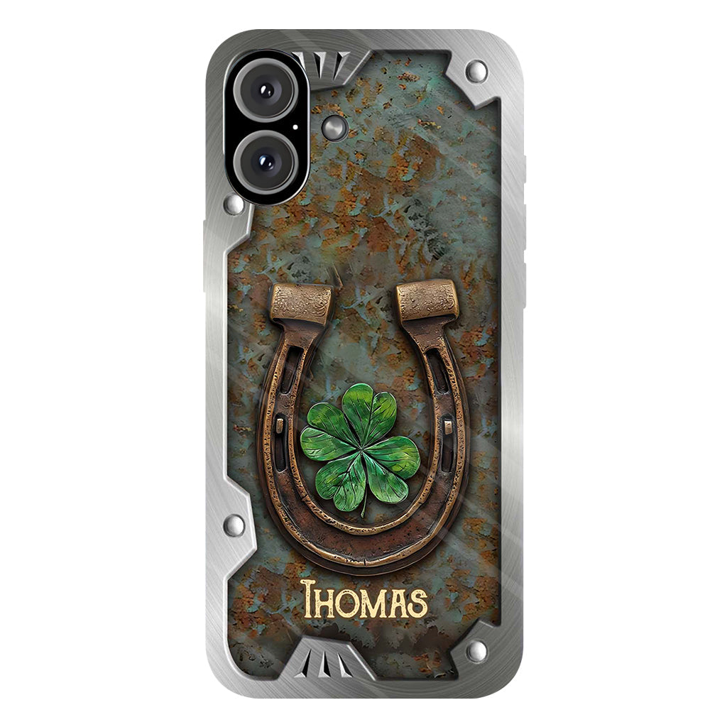 Lucky Horseshoe Shamrock – Personalisierte Handyhülle mit Pferdemotiv