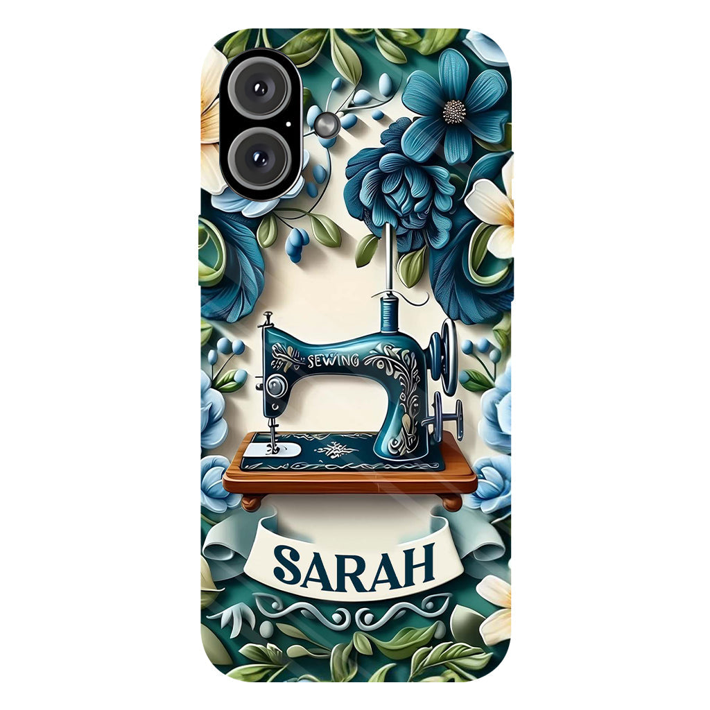 Blue Sewing Machine - Personalized Sewing Full Print Phone Case