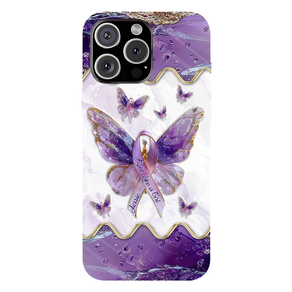 Kämpfe wie ein Mädchen – Personalisierte Handyhülle mit Lupus-Aufklärung und vollflächigem Aufdruck