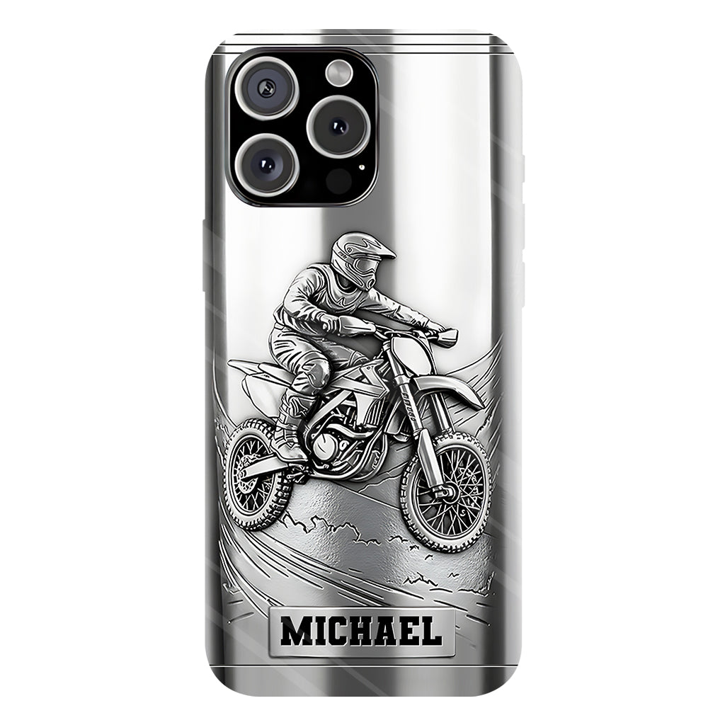 Handyhülle mit Metallic-Motiv (Dirtbike/Motocross) – Personalisierte Dirtbike-Handyhülle mit Vollbilddruck