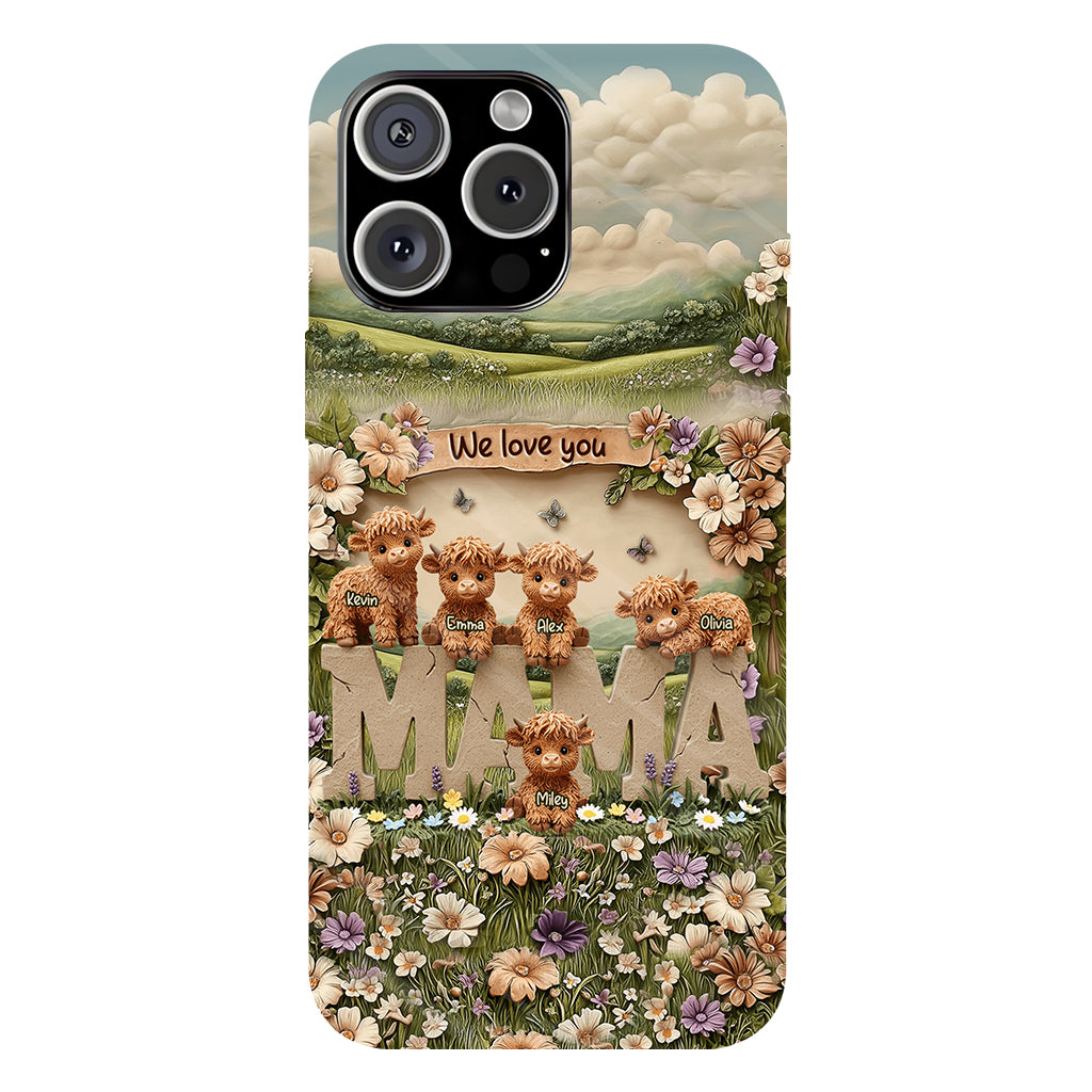 Niedliche Hochlandrind-Mama, Oma – Personalisierte Handyhülle mit Muttermotiv