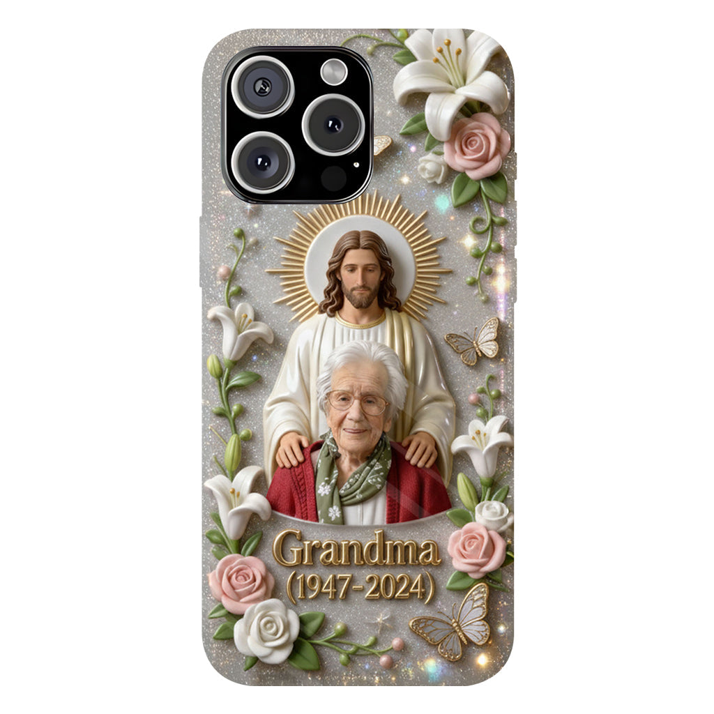 Gedenkgeschenk für einen geliebten Menschen, Glaube an Gott – personalisierte Handyhülle mit vollflächigem Gedenkdruck