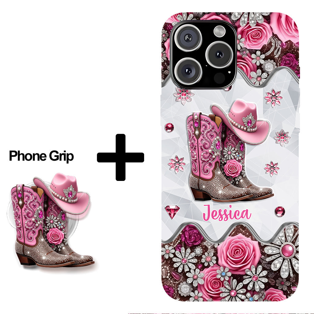 Cowgirl Boots - Personalized Cowgirl Full Print Phone Case & Phone Grip