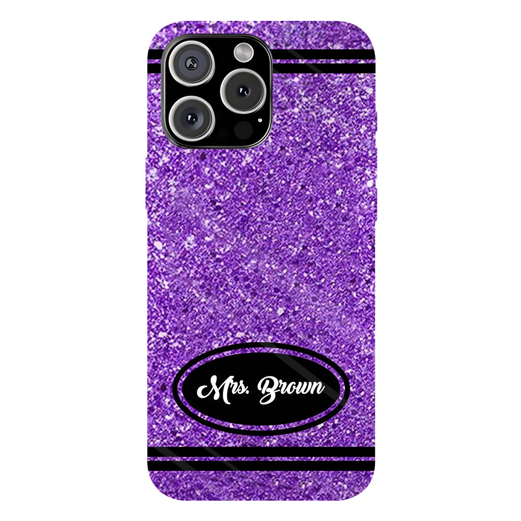 Artificial Glitter Crayon Design - Personalized Teacher Full Print Phone Case & Phone Grip