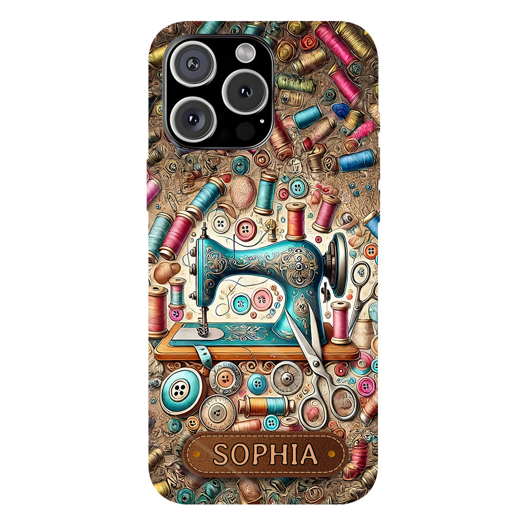 Ich liebe Nähen – Personalisierte Handyhülle mit Nähmotiv