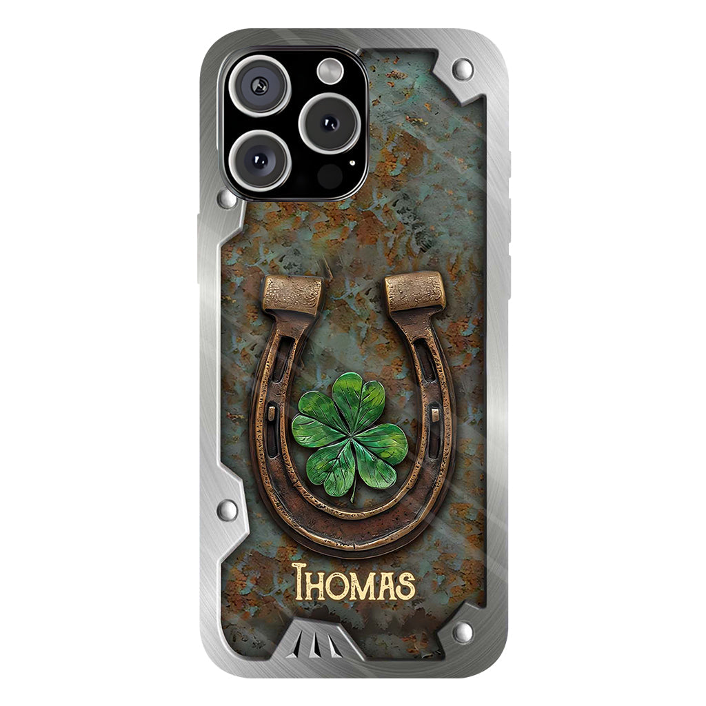 Lucky Horseshoe Shamrock – Personalisierte Handyhülle mit Pferdemotiv
